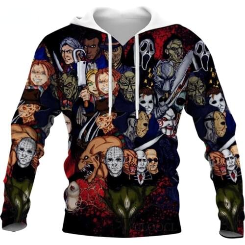 CLOOCL Halloween Horror Movie Character Collection 3D All Over Printed Autumn Hoodies Unisex Pullovers Zip Hoodie Streetwear