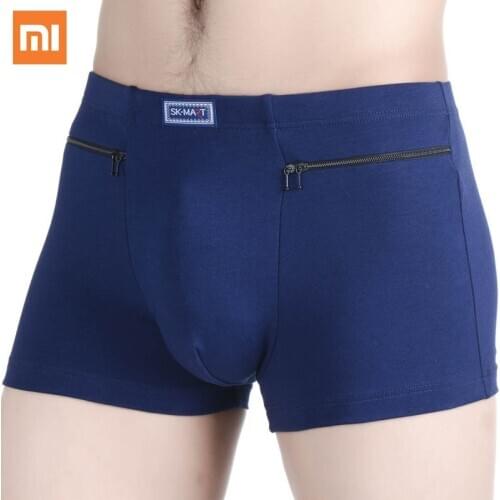 4pcs/lot Xiaomi Mens Underwear Cotton Double Pocket Zipper Anti-theft Panties Men Comfortable Breathable Winter Wear Male Boxer