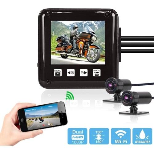VSYS Full Body Waterproof Motorcycle Camera Recorder WiFi Dual 1080P Full HD Motorbike Autocycle DVR Dash Cam Black GPS Box P6FL