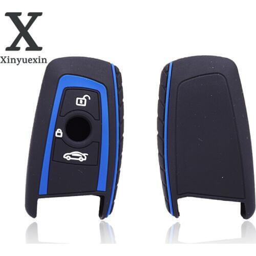 Xinyuexin 3 Bottons Silicone Key Case for BMW E30 E34 E36 E39 E46 F10 F11 F31 G30 1 2 3 5 7 SERIES Fob Shell Cover