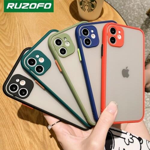 Camera Protection Bumper Phone Cases For iPhone 11 12 11Pro Max XR XS Max X 8 7 6S Plus Matte Translucent Shockproof Back Cover