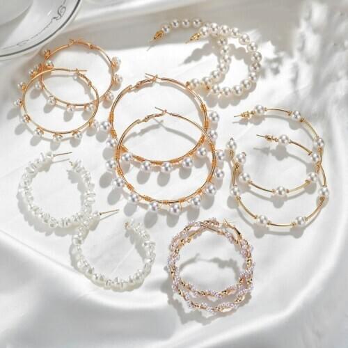 Elegant Pearl Earrings For Women Gold Geometric Long Tassel Dangle Earrings 2020 Romantic Wedding Party Jewelry Christmas Gift