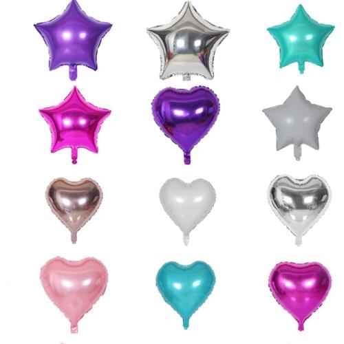 10 pcs/lot 5/18 Inch Five Star Heart Shape Aluminum Foil Balloons Inflatable Aluminum Balloons Wedding Birthday Party Decoration