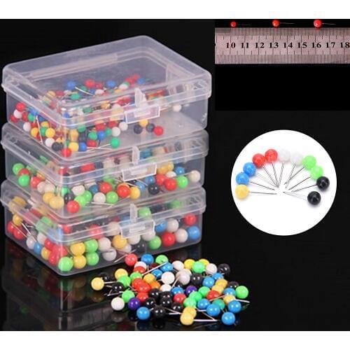 100Pcs Multi-color Straight Pins Dress Wedding Crafts Pearl Sewing Needles DIY Round Head Dressmaking Corsage Accessories