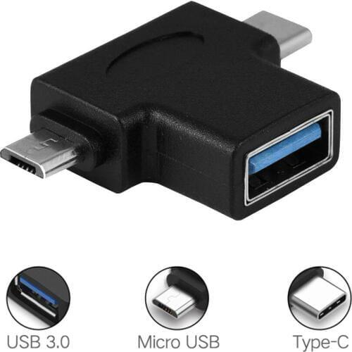 2 In 1 OTG Adapter USB 3.1 Type-C + Micro USB Male to USB 3.0 Female Converter for Huawei Xiaomi One Plus Nexus 6P All in one