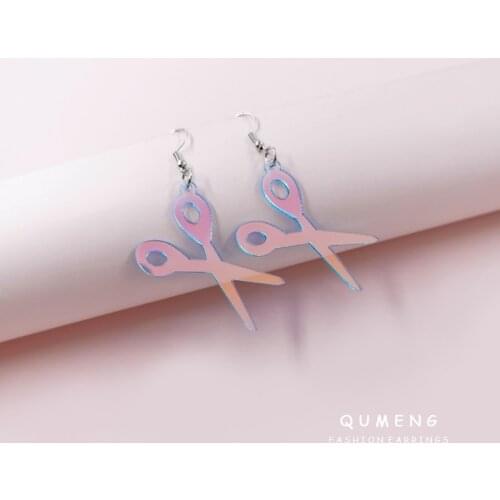 2020 New Korean Fashion Wholesale Accessories Dazzling Colors Acrylic Scissor Shaped Drop Earring Womens Party Jewellery