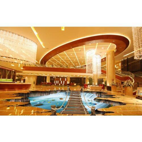 3d floor painting wallpaper Suspended sky bridge 3d flooring pvc self-adhesive wallpaper floor 3d wallpaper