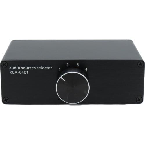 4 (1)IN 1 (4)OUT 4 way audio INPUT RCA signal cable splitter selector switcher switch schalter Source connector audio selector