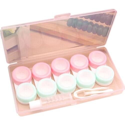 5 Pair/set Practical Contact Lens Case Multiple Pairs Beautiful Small Fresh Glasses Cases Companion Box 2XPC