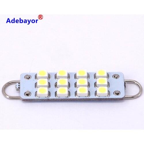 50 X 44mm rigid loop hook 1210 12 led 3528 smd Dome Festoon Interior Bulbs Auto Car Festoon Licence Plate Roof Car Light white