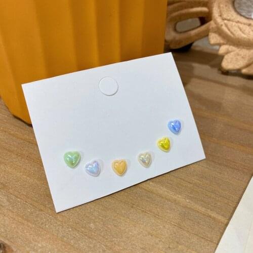 6PCS Fashion Small Fresh Different Colors Heart Stud Earrings Set for Women Jewelry Gifts
