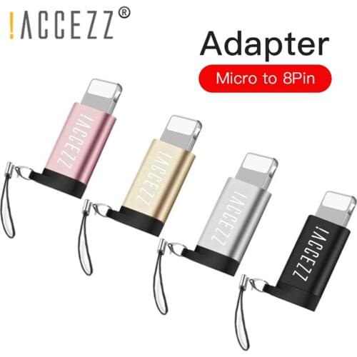 !ACCEZZ Micro To Lighting USB Adapter For Iphone X XR XS Max 8 7 6S 6 Plus With Key Chain Sync Data OTG Charging 8 Pin Converter