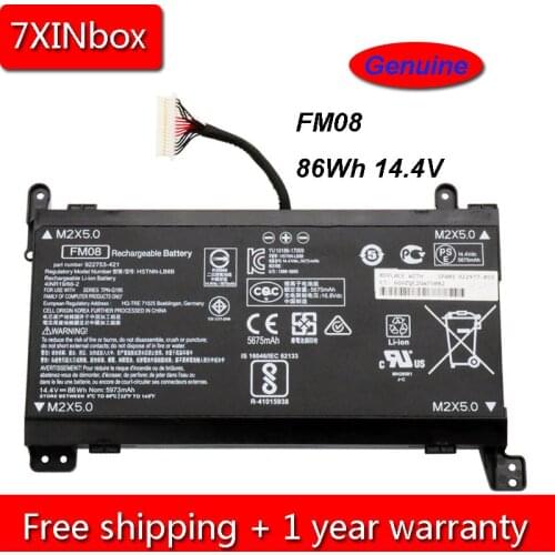 7XINbox 86Wh 5675mAh 14.4V Genuine FM08 Laptop Battery For HP Omen 17-an014ng HSTNN-LB8B 922753-421 922977-855 Series 16 Cables