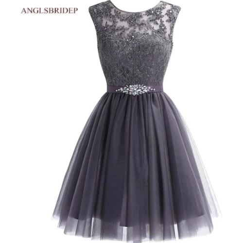 ANGELSBRIDEP Scoop Short Homecoming Dresses Vestidos De Festa Waist Bead Appliques Junior Graduation Formal Party Gowns Hot Sale