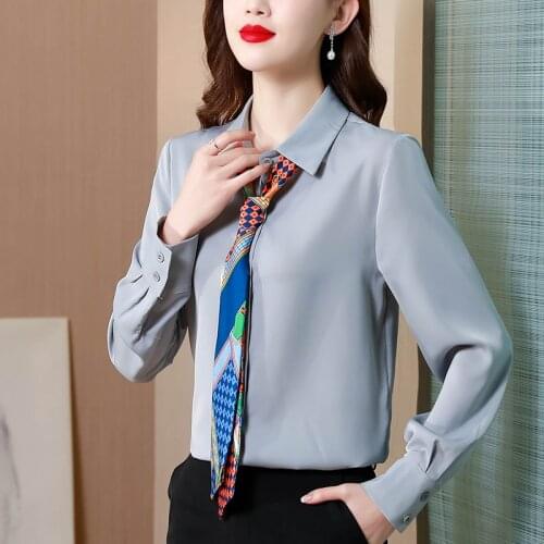 Блузки с галстуком AZTERUMI China At AliExpress