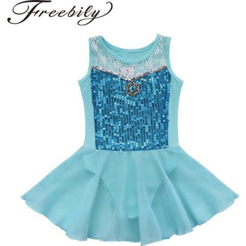 Kids Girls Sequined Diamond Princess Tutu Ballet Dance Skirt Leotard Dress Fancy Costume Party Child Ballet Dancerwear Clothes