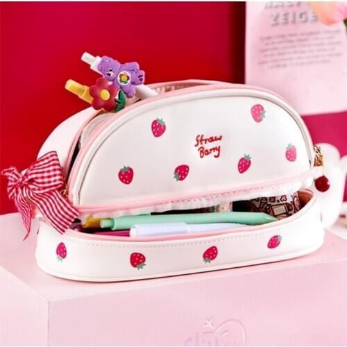 Double-layer Pencil Case PU Pencil Box Cute Large Capacity Multifunctiona Pencilcase back to School Pen Case Girls stationery