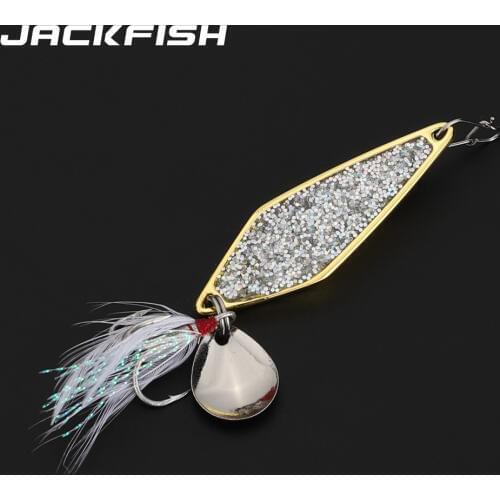 JACKFISH Metal Fishing Bait Hard Spoon Lure 7.5G/10G/15G/20G Spoon Bass Baits With #6 Hook Fishing Tackle Artificial Bait