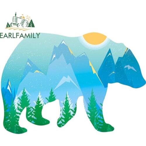 EARLFAMILY 13cm x 9.1cm for Nature Bear Campervan Car Sticker Vinyl Waterproof Car Accessoires Decal Personality Graffiti Decor