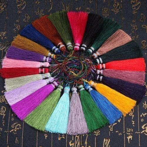 Hot sale 5pcs/lot 10cm Mixed Cotton Silk Tassels Earrings Charm Pendant Satin Tassels for DIY Jewelry Making Findings Materials