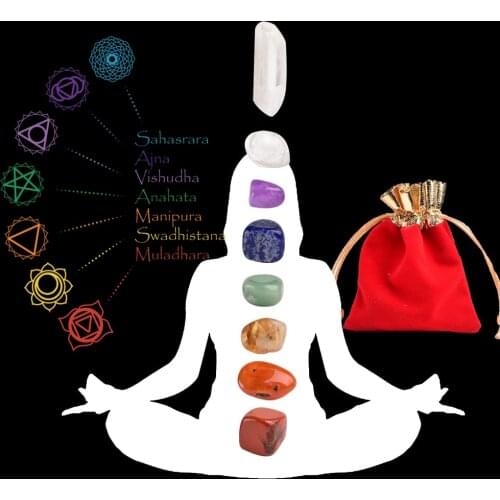 Rough Stone 7pc Natural Irregular Chakela Stone Set 7 Colors Yoga Energy Art Stone for Home Decoration Girls Birthday Gift