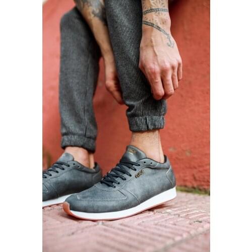 Knack Casual Male Shoes Gray Color Showy Fashion Laced White High Base Artificial Leather Summer Season Sports Hiking Ayakkabı002