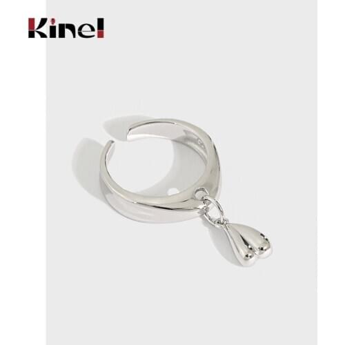 Kinel 925 Sterling Silver Love Heart Minimalist Rings for Women 18K Real Gold Plated Wedding Party Jewelry Gifts Wholesale