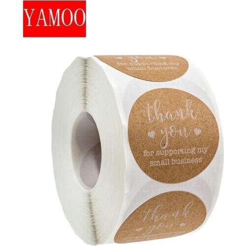 Round Kraft Paper Thank You for Supporting My Small Business Stickers Cute Handmade Stationery