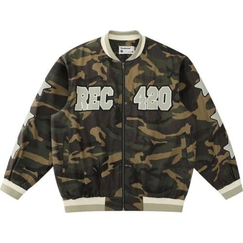 ERENEJIAN Mens Fashion Hi Street Camoufalge Bomber Jacket With Embroidery Oversized Hip Hop Varsity Baseball Coat Outerwear