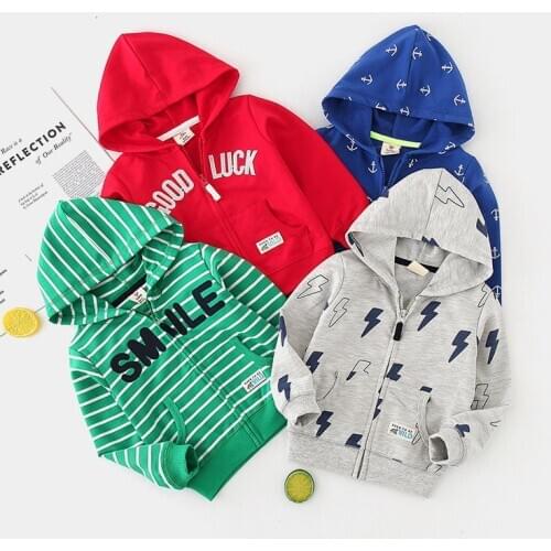 Baby Boy Jacket 2021 New Spring Kids Casual Print Hooded Coats Fashion Cartoon Cotton Zipper Jacket for Boy Childrens Outerwear