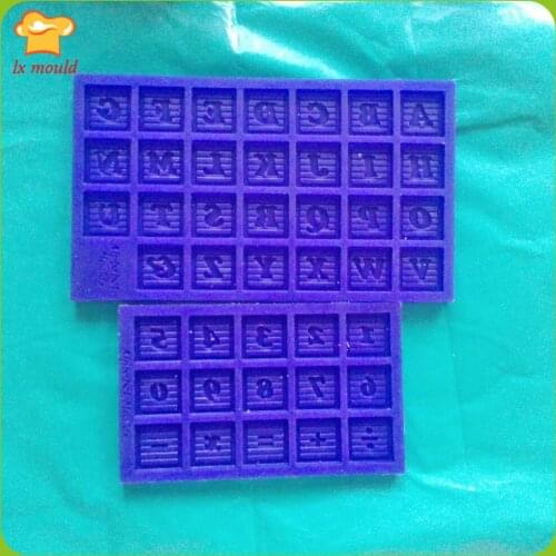 Square English Letter & Number Silicone Molds Chocolate Fudge Silicone Moulds
