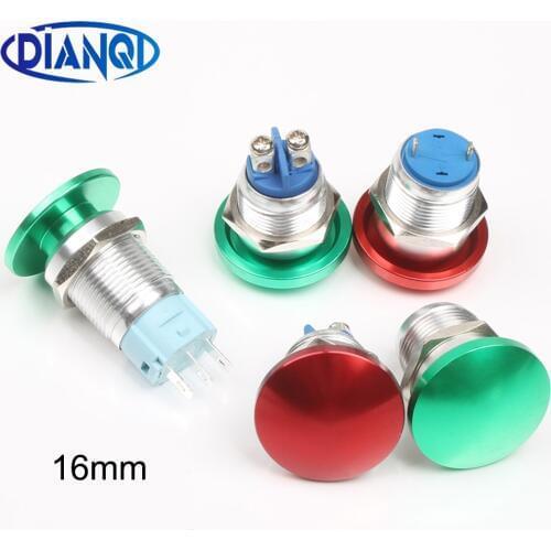 16mm Metal Waterproof Alloy Push Button Switch mushroom Momentary 1NO Button Screw terminal screw press button 16MG