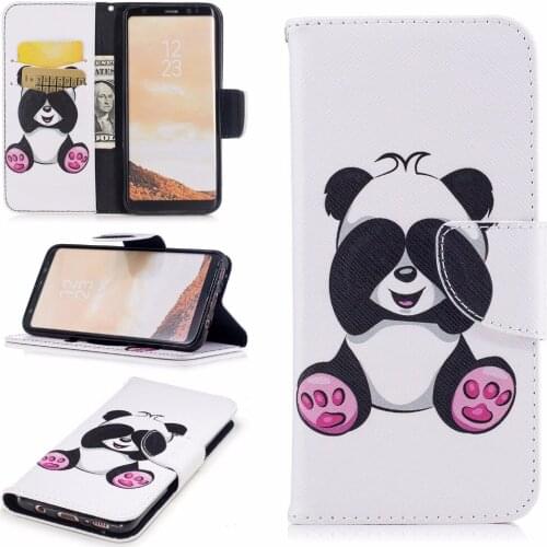 Cute Cartoon Animals Phone Cases For S8 S8 Plus 30PCS Flip Wallet Creditcard Case for S7 S7 edge Panda cover for S6 S6 edge