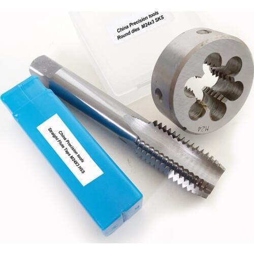 2pcs Metric thread hand Tap and Die set M21 M22 M23 M24 M21X1.5 M21X1 M22X2.5 M23X1 M24X2 M24X1.5 Machine plug taps dies sets