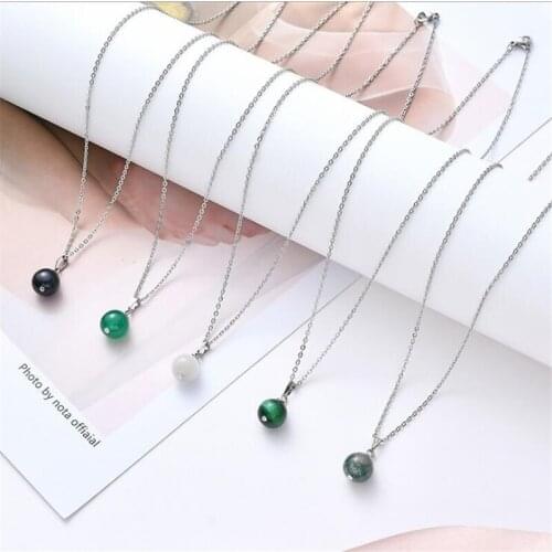 Natural stones Popular Tiger Eye opal spherical birthstone pendant necklace Banquet party womens clothing matching accessories