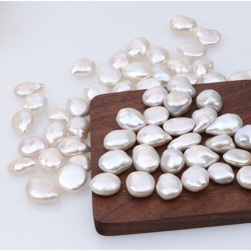 Drop coin geuine pearl natural white freshwater cultured 12-15mm jewelry making no hole customize drilling