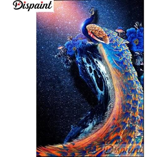 Dispaint Full Square/Round Drill 5D DIY Diamond Painting "Animal peacock" Embroidery Cross Stitch 3D Home Decor A12047