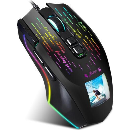 New Model Hongsund J500 Display Game Macro Mouse Multi-Language Driver Can Freely Set Pictures Gaming Mouse