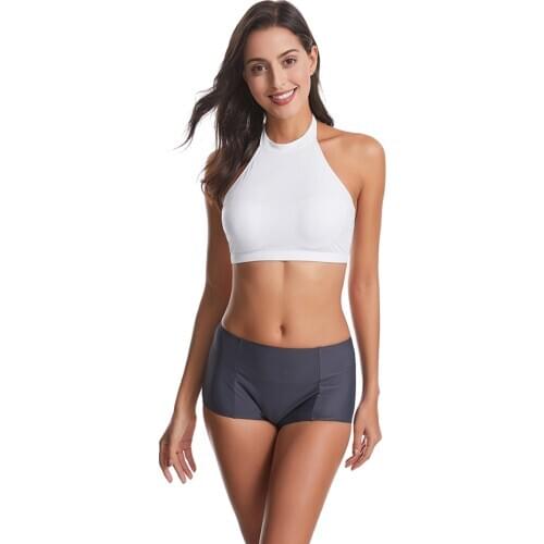 Solid Black Lace Up Tank Top Bikini Sets Women 2020 Summer Sexy Swimsuit Ladies Beach Bathing Suit Swimwear Beachwear