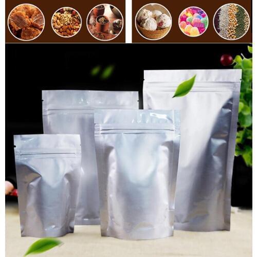 Aluminum Foil Zip Tea Bag Stand Up Zipper Lock Food Savers Retail Packaging Bag Beans Storage Bag 50pcs/lot
