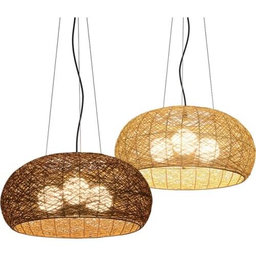 Southeast Asia Rattan Pendant Lights for Living Room Retro Hanging Light Fixtures Pendant Lamp Restaurant Suspension Lamp Decor