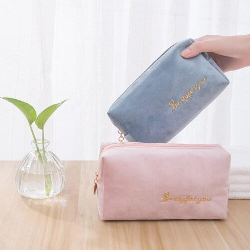 Portable lipstick travel cosmetic bag ladies outdoor box cosmetic beauty storage bag portable flannel storage handbag bag