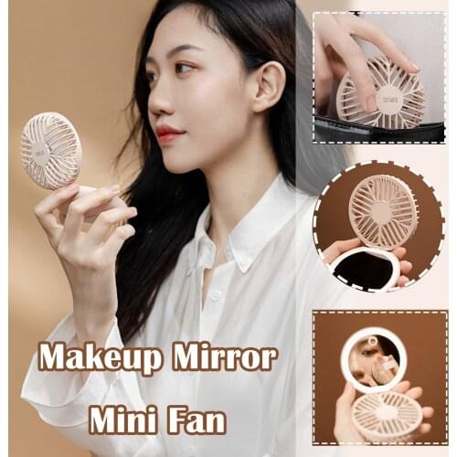 Portable Mini Pocket Fan Rechargeable Led Fill Light With Makeup Mirror Is Portable For- You To Put Into The Backpack#dg4