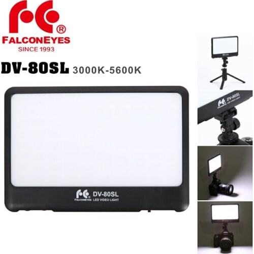 FalconEyes DV-80SL 15W Portable Super Slim LED Fill LIGHT Adjustable color for camera or camcorder with BB-6 Battery Empty Case