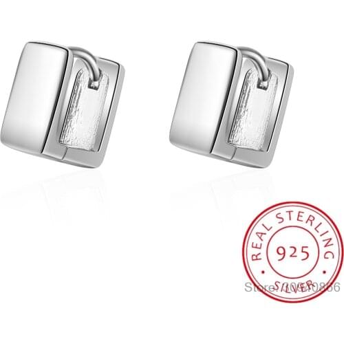 LEKANI Brand Classic Real 925 Sterling Silver on Earrings Square Shape Hoop Fine Women Earrings Factory Wholesale Gift