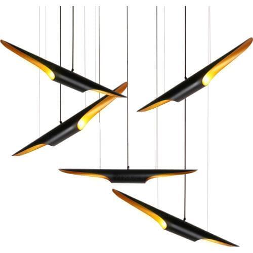 Modern Art Decor Inner Pendant Light Gold Aluminum Pipe LED Suspension Lamp Office Home Lighting for Dinning Room Hotel PA0004