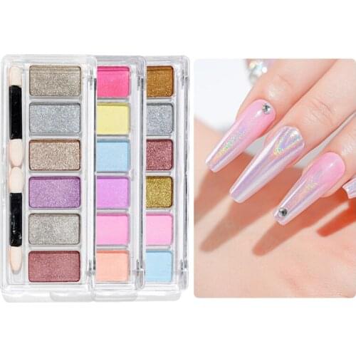 Local Tyrant Gold Aurora Holographic Powder Chrome Laser Mirror Glitter Nail Art Pigment Flakes Decorations Brush Manicure