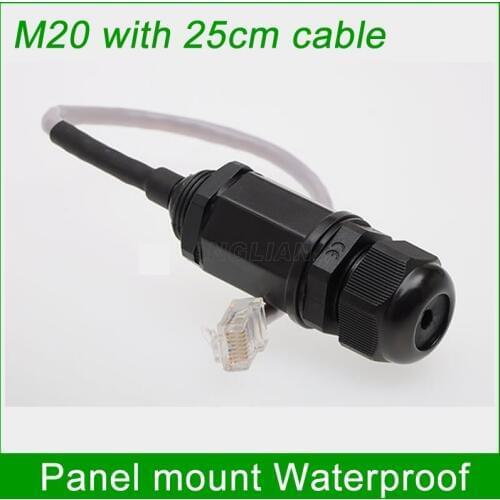 M20 Ethernet LAN RJ45 Connector with 25cm cable outdoor AP Socket Network Waterproof adapter field assembly 100 units