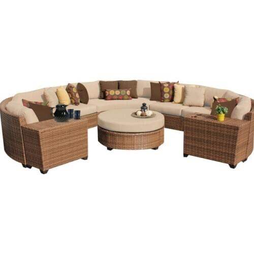 All Weather 8 Piece Outdoor Wicker Patio Round Style Sofa Set