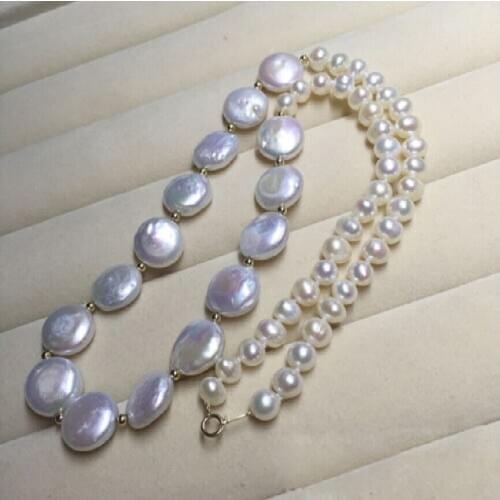 GORGEOUS 18" 7-8MM 11-12MM AKOYA AAA++ SOUTH SEA WHITE NECKLACE PEARL NECKLACE